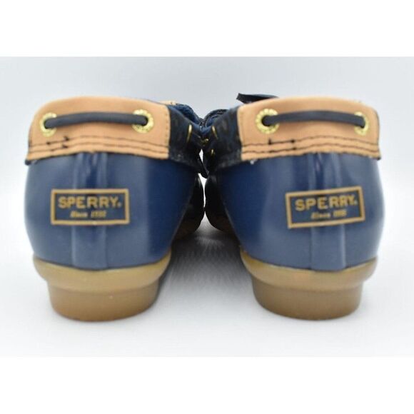 Sperry Womens Size 7 Saltwater 1 Eye Cheetah Navy Slip on Duck Boots Shoes - Picture 8 of 12